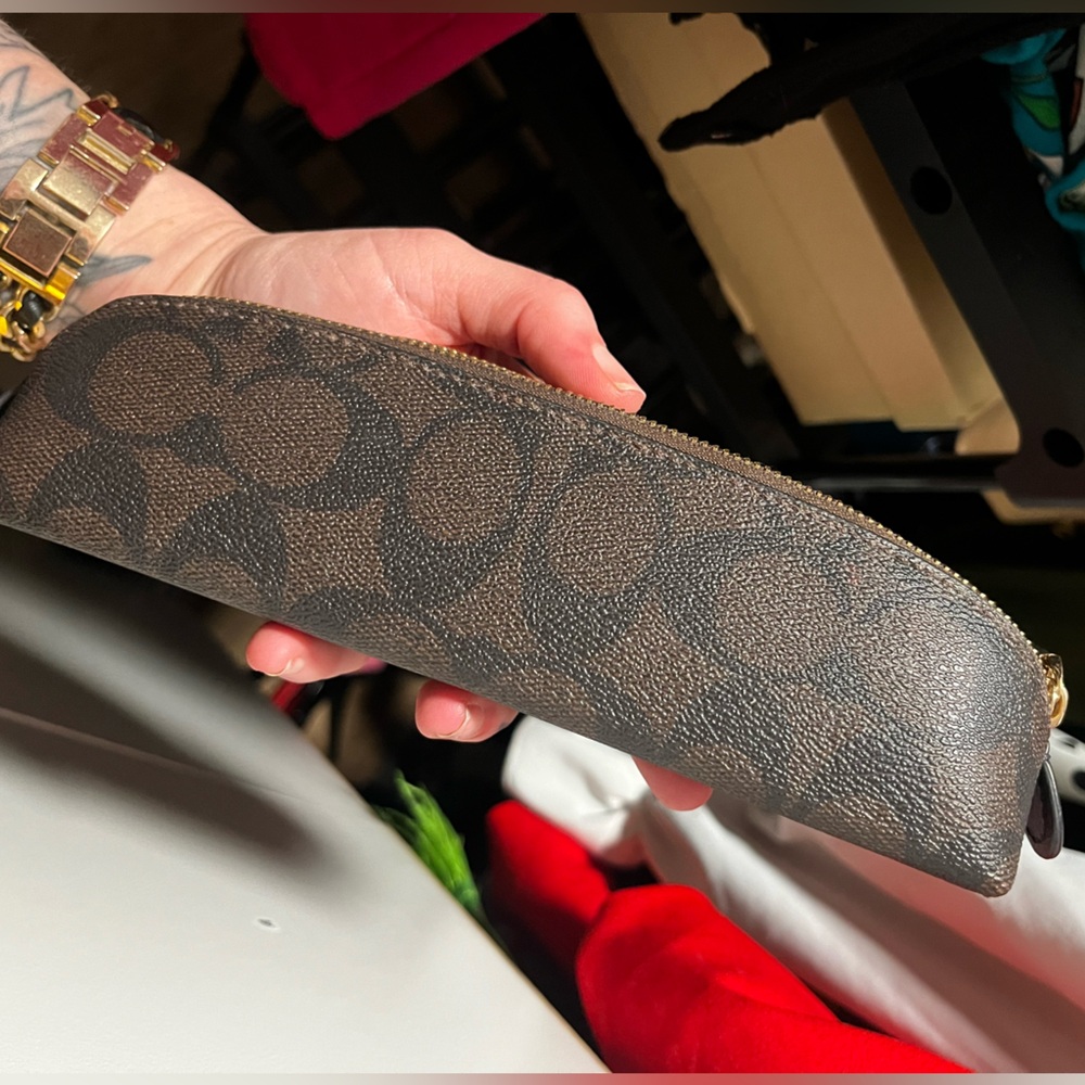 Coach Brown Monogram Pencil Case